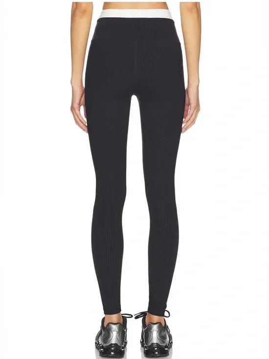 Year of Ours Black and White Ribbed Layered Leggings Women’s Sz XS NWT