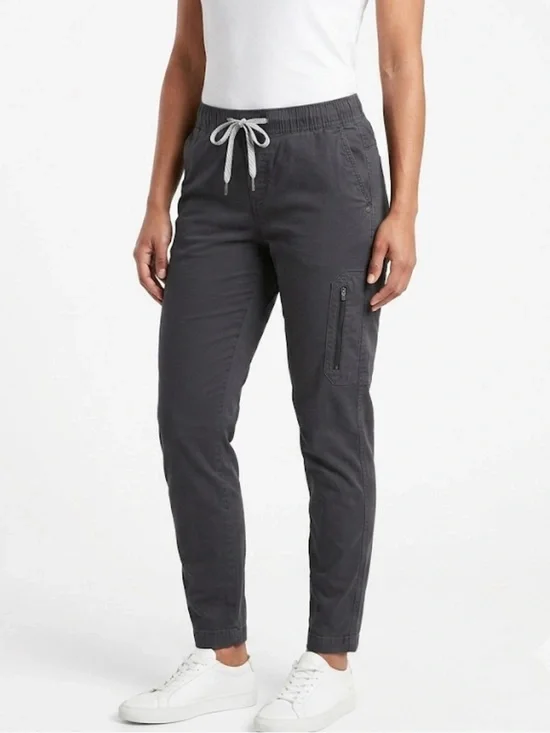 Vuori Women Ripstop Pants Dk Gray Canvas Drawstring Tapered VW401 Stretch Sz M U