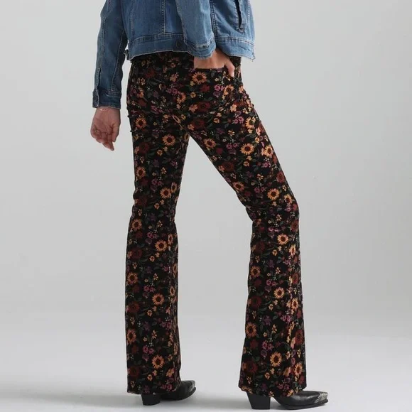 Wrangler Black Floral Boot Cut Pants