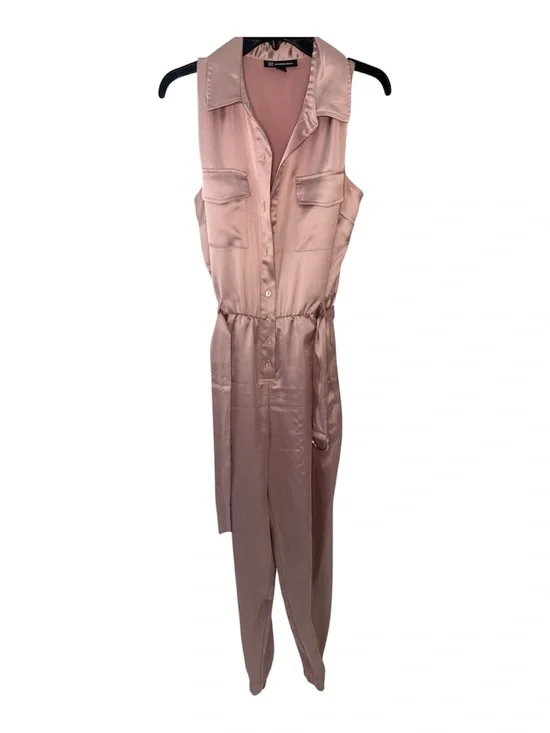 INC International Concepts Satin Sleeveless Utility Jumpsuit in Blush Pink