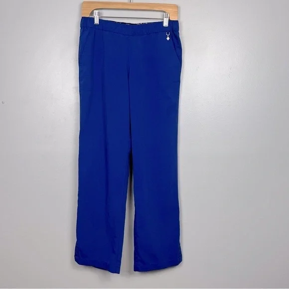 Vera Bradley blue elastic waist pullon scrub pants, medium petite.