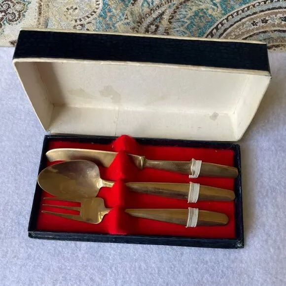 Bronze ware serving utensil set from Vintage Thailand in box