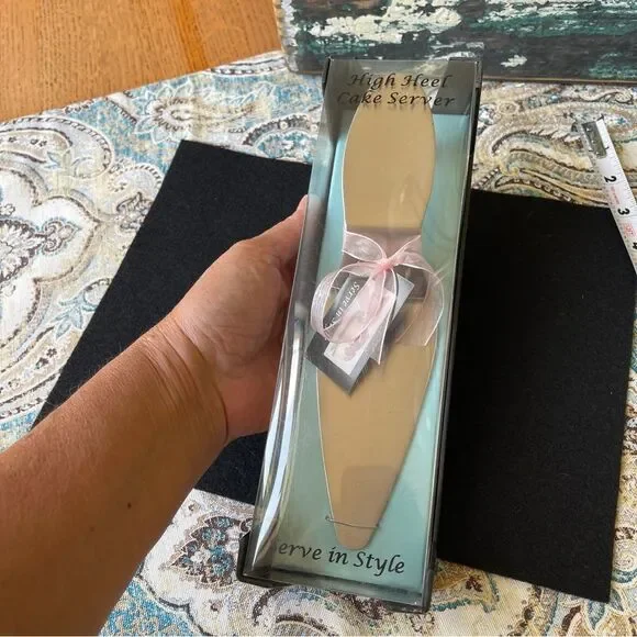 High Heel Cake Server Pink and Silver