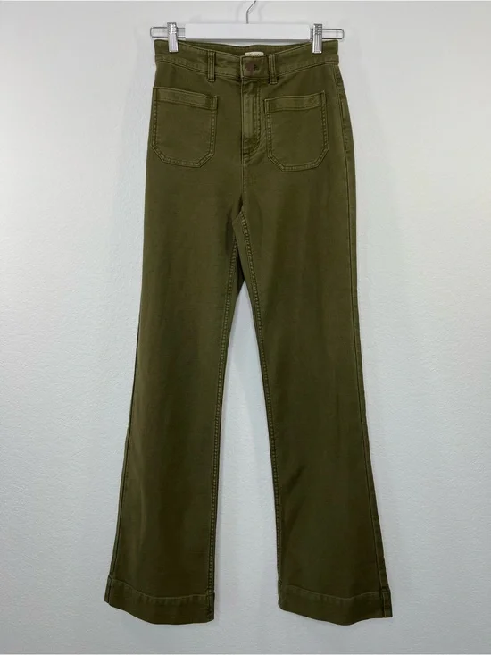 FAHERTY Stretch Terry Patch Pocket Pants Forest Olive size 26