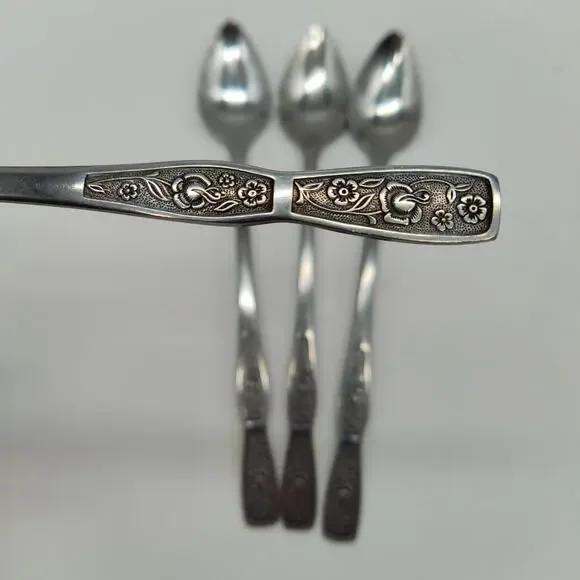 4X LH Tsp Tropic Garden Imperial Stainless Flatware Long Handle Tea Malt Spoons