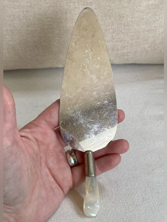 VTG Cake Server Silver and Mother of Pearl Handle