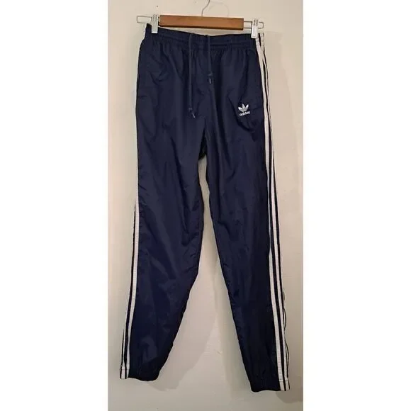 Vintage 90's Adidas Windbreaker track pants jogger womens small nylon blue