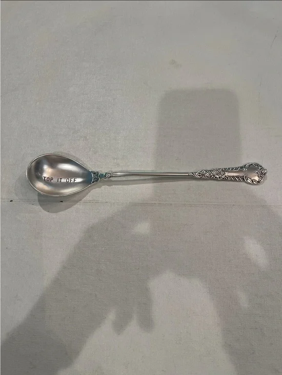 Long Handle Engraved Silver Serving Spoon. So cute!
