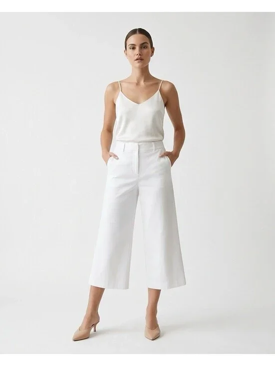 Simply Vera Vera Wang White Wide Leg Cropped Culottes Womens Size 16