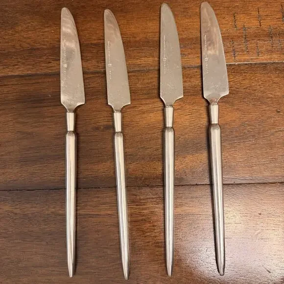 Gourmet Settings Dinner Knives Round Taper Point 10 1/8 Stainless Flatware Set 4