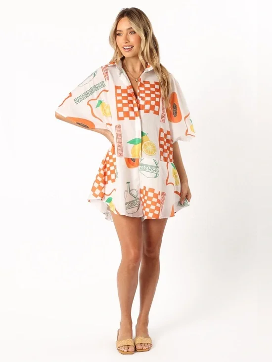 Petal + Pup NWOT Mediterranean Print Romper Women’s Large