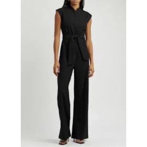 Odd Must Ultimate Must Wide Leg Jumpsuit Women Large Black Stretch Crepe Formal