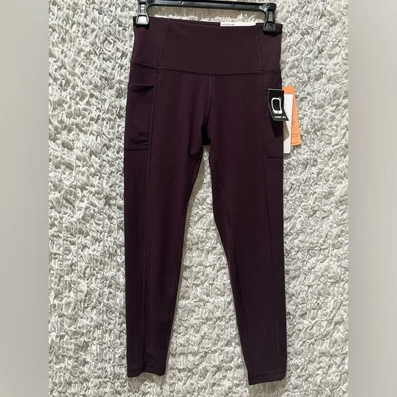 X BY GOTTEX Chic Plum High-Waisted Leggings, PEACH SKIN COLLECTION, SIZE S