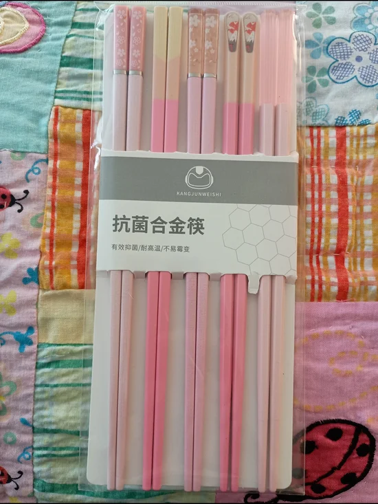 Reusable Chopsticks 5 Pair Premium Fiberglass Girl's Night Pink Gift Set FUN!