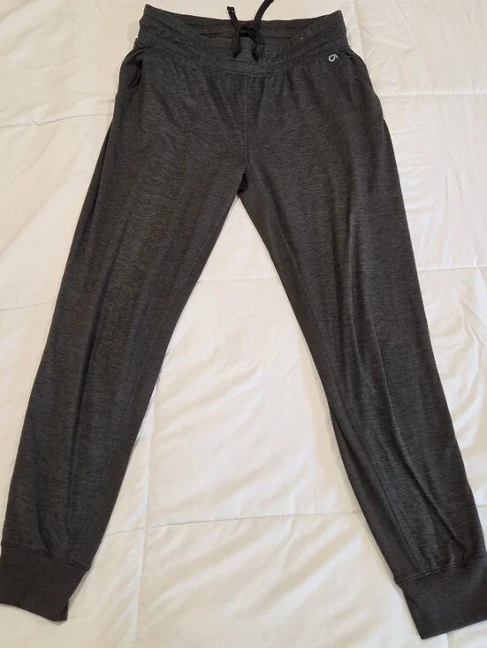GapFit Brushed Tech Jersey Drawstring Jogger Pants Heather Charcoal Grey M