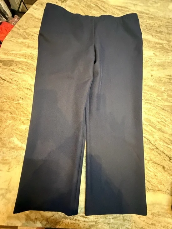 Alfred Dunner Pull On Pants Women Size 12 Navy Elastic Waist Dress Slacks