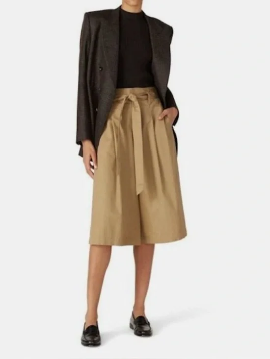 Ralph Lauren Camel Tie-Waist Midi Pants