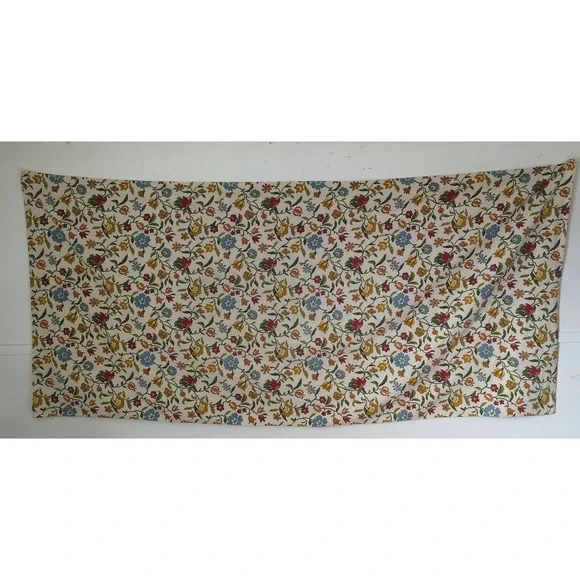 Gorgeous Stitched Embroidered Floral Tablecloth Vintage 44x95