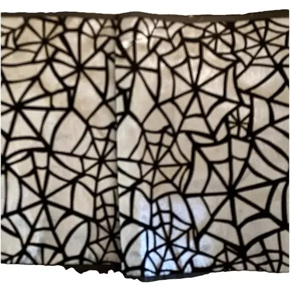 Black Silver Table Runner Spiderweb Cobwebs And Spiders 72” X 13”