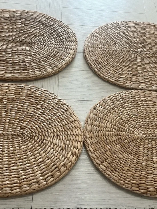 Woven Natural Rattan Wicker Seagrass Placemats - Set of 4 Reversible