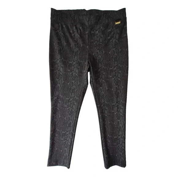 Calvin Klein Women's Snake Print Leggings Size L Black Gray Pull On Stretch
