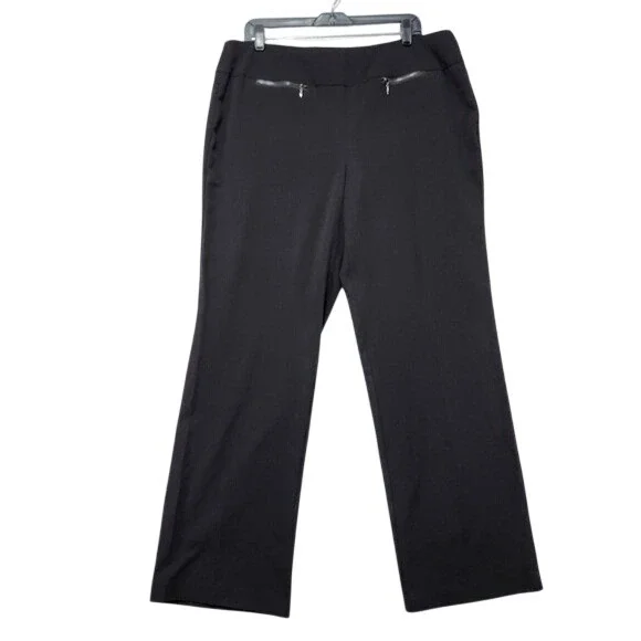Harbor Bay Collection Women Black Straight Leg‎ Zipper Pocket Pants Plus Size 16