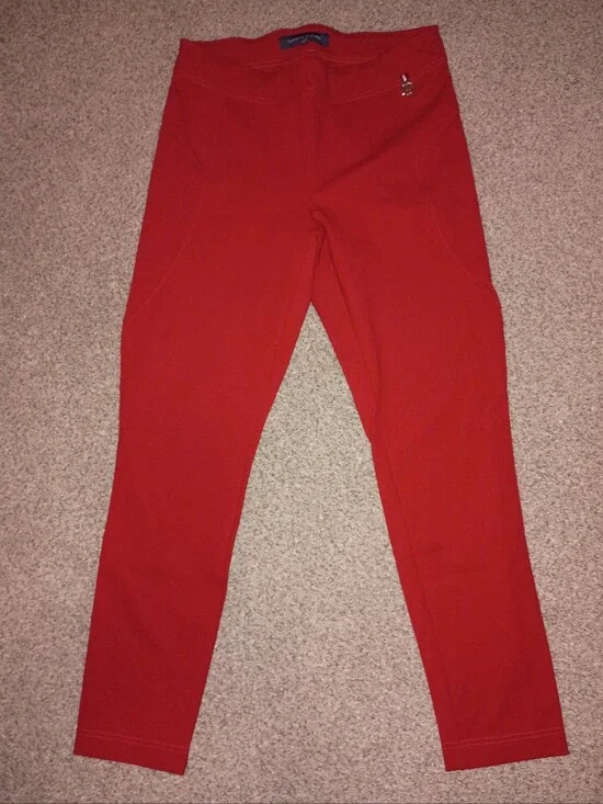 🍒 Tommy Hilfiger Red pants with Signature gold Trim
