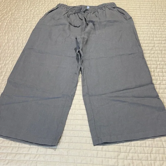 EUCPPER WOMENS SIZE S PULL ON DRAWSTRING ELASTIC WAISTBAND Gray Wide-Leg Pants