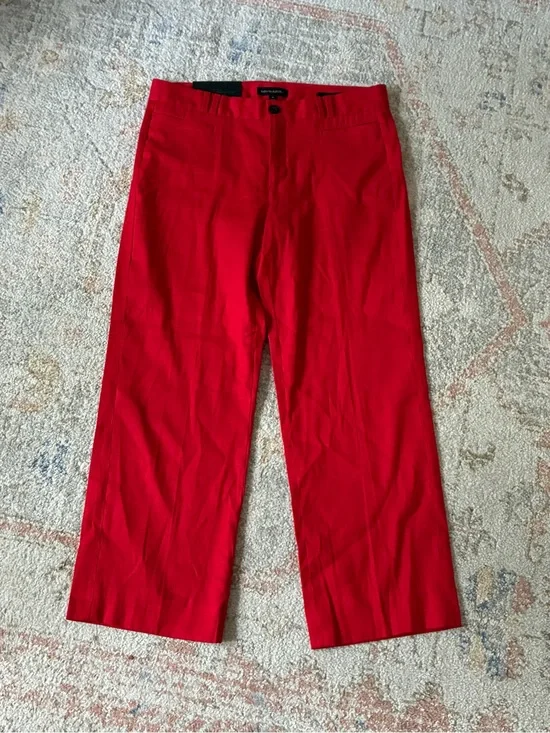 NWT Banana Republic Bold Red Wide-Leg Cropped Pants-Size 6