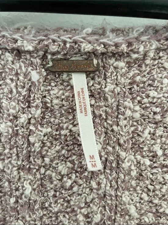 Free People Bouclé Scoop Neck Sweater - Mauve and Cream