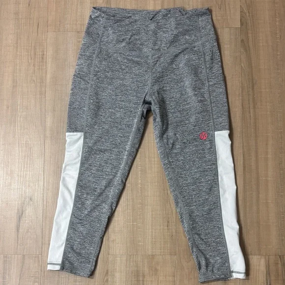 Gray and White Womens Capri Leggings