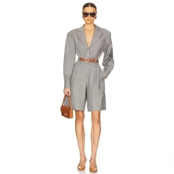 HELSA The Short Meeting 100% Wool Jumpsuit Romper Quiet Luxury Minimalist XS