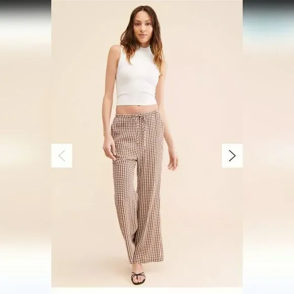 CHARLIE HOLIDAY LOLA HOUNDSTOOTH FLARE PANTS LINED SIZE XS/2