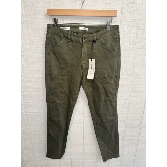 Vigoss Marley Mid Rise Skinny Pants Womens Olive Green Utility Cargo 30 NEW