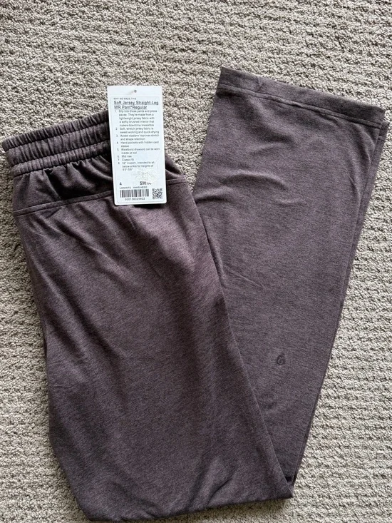 lululemon NWT SIZE 4 Soft Jersey Straight-Leg Heathered Espresso