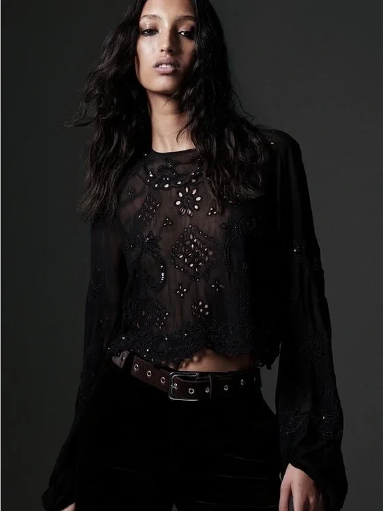 ZARA SEQUIN EMBROIDERY BLOUSE ZW COLLECTION