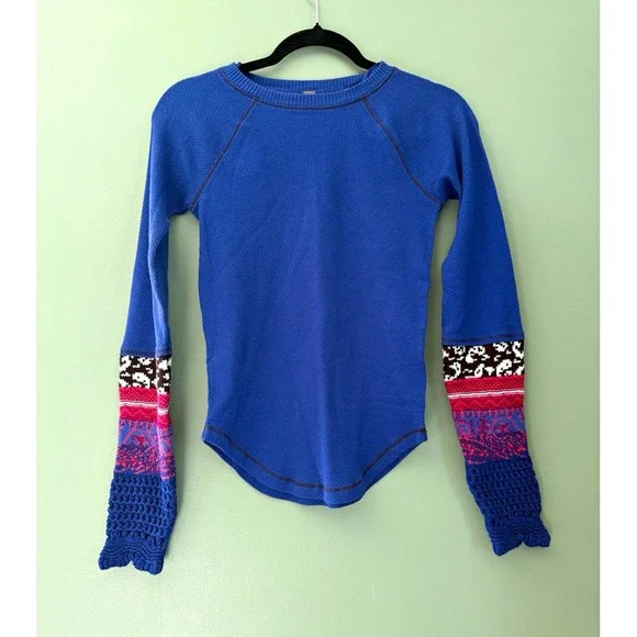Free People In The Mix Cuff Thermal Long Sleeve Top size Medium
