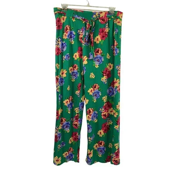 Rouge Collection Women's Floral Green Lounge Pants