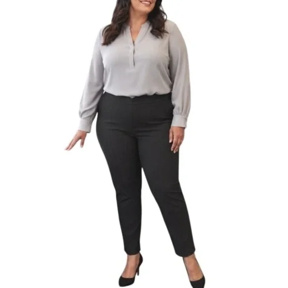 A New Day Black Pull On Ankle Zippers Skinny Ankle Crop Pants XL Career Office