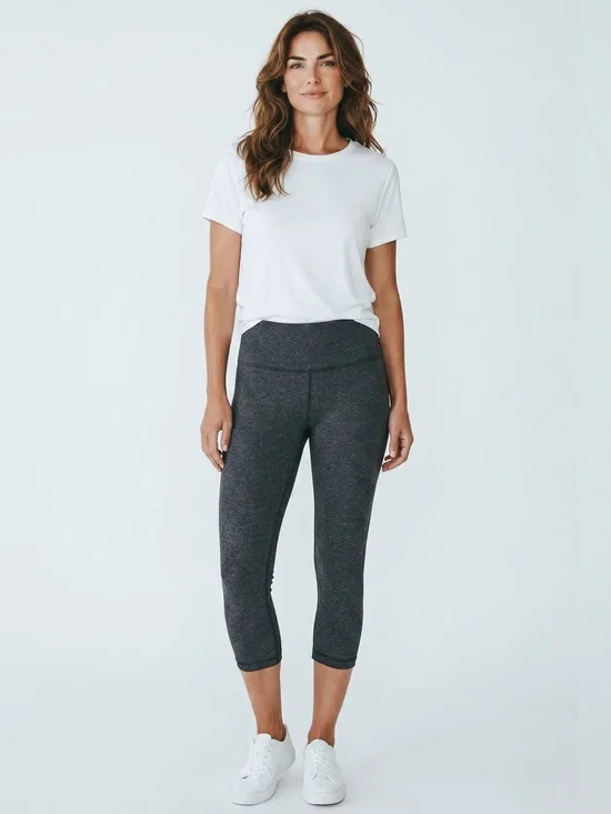 90 Degree By Reflex Cropped Leggings // Gray // Medium