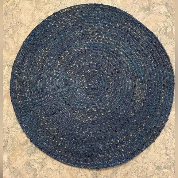 Table Textured placemats  8 dark blue with sequins and threaded designs
