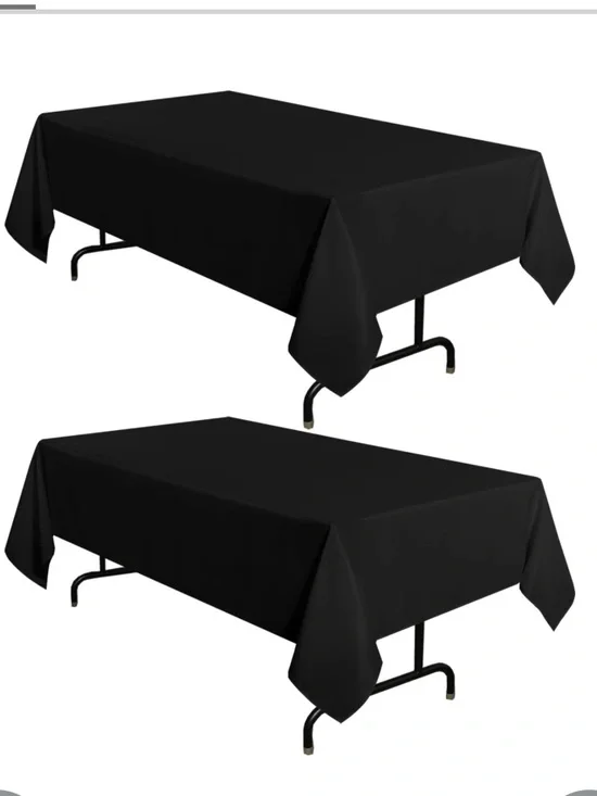 Rectangular Tablecloth Stain & Wrinkle-Resistant Washable 60x84” (2-Pack) BLACK