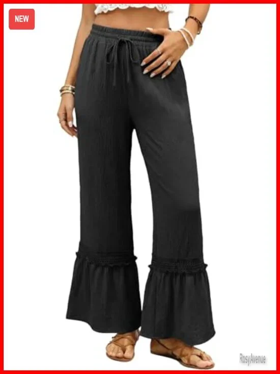 High Waisted Wide Leg Lace Trousers with Pockets