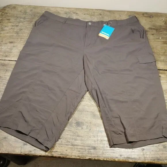 Columbia 24W Knee Pants Shorts Brown NWT Hiking Omni Shade Pockets Nylon