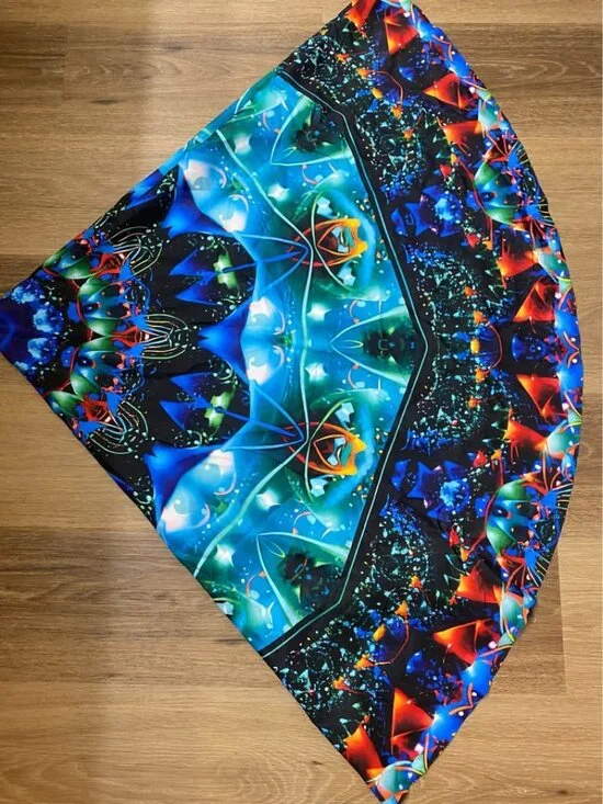 62” Round Geometric Tablecloth | Colorful Modern Table Cover | Multicolor Dining