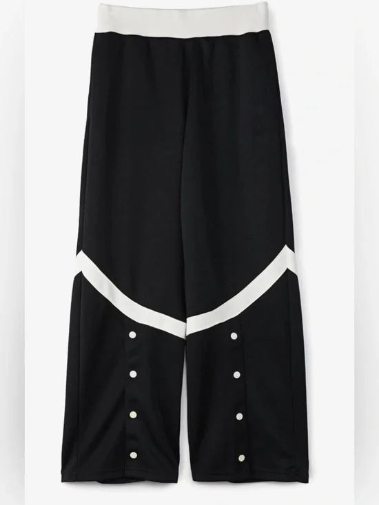 Air Jordan Heritage Black Wide-Leg Track Pants with White Stripe Detail