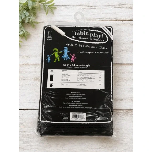 NEW Black CHALKBOARD Tablecloth 60 X 84