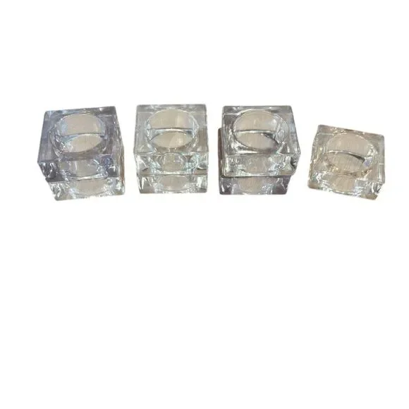 Vintage Clear Lucite Square Napkin Rings 7