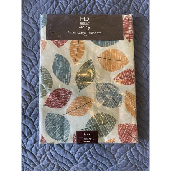 HD Designs Outdoors Tablecloth Oblong 52”x52” 100 % Polyester Fall Design