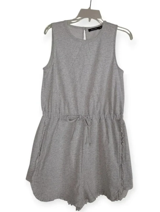 Doe & Rae Light Gray Sleeveless Drawstring Romper